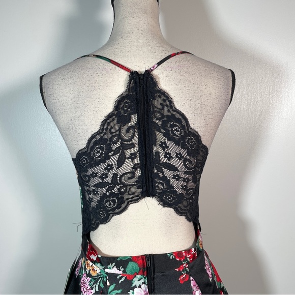 B.Smart Black Red Green Floral Sweetheart Neck Spaghetti Strap Party Dress 9 - Picture 10 of 12